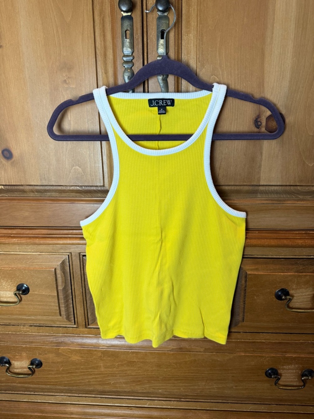 J. Crew Bright Yellow Ribbed Tank with White Trim